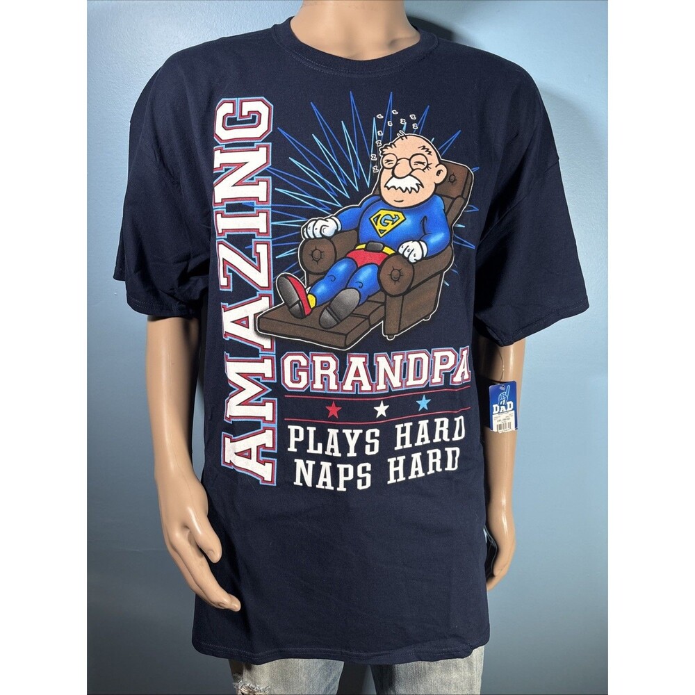 ‘Amazing Grandpa Plays Hard, Naps Hard’ Graphic Tee Shirt (Men’s Size 2XL) • NWT